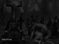 Old cemetery night fuck with pig 